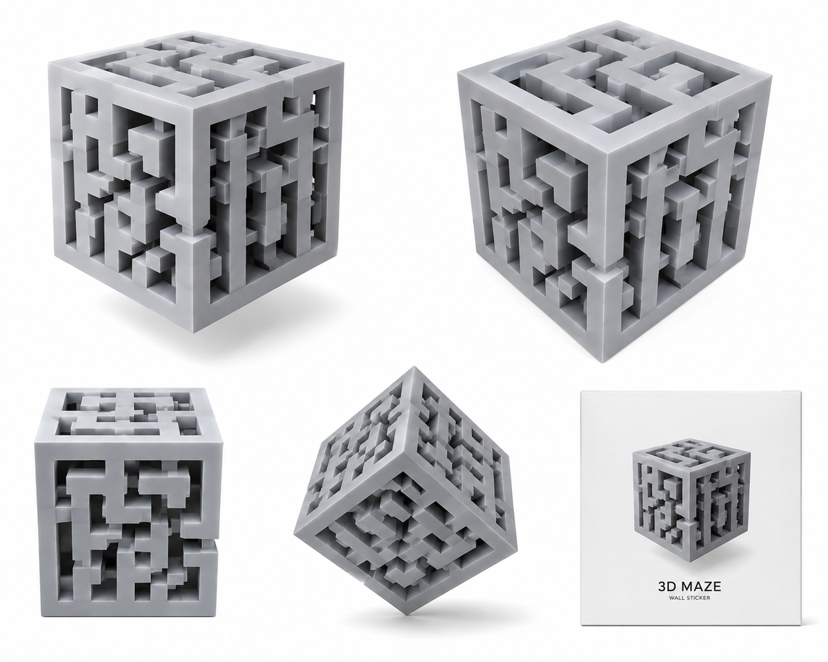 3D Cube Illusion Wall Sticker