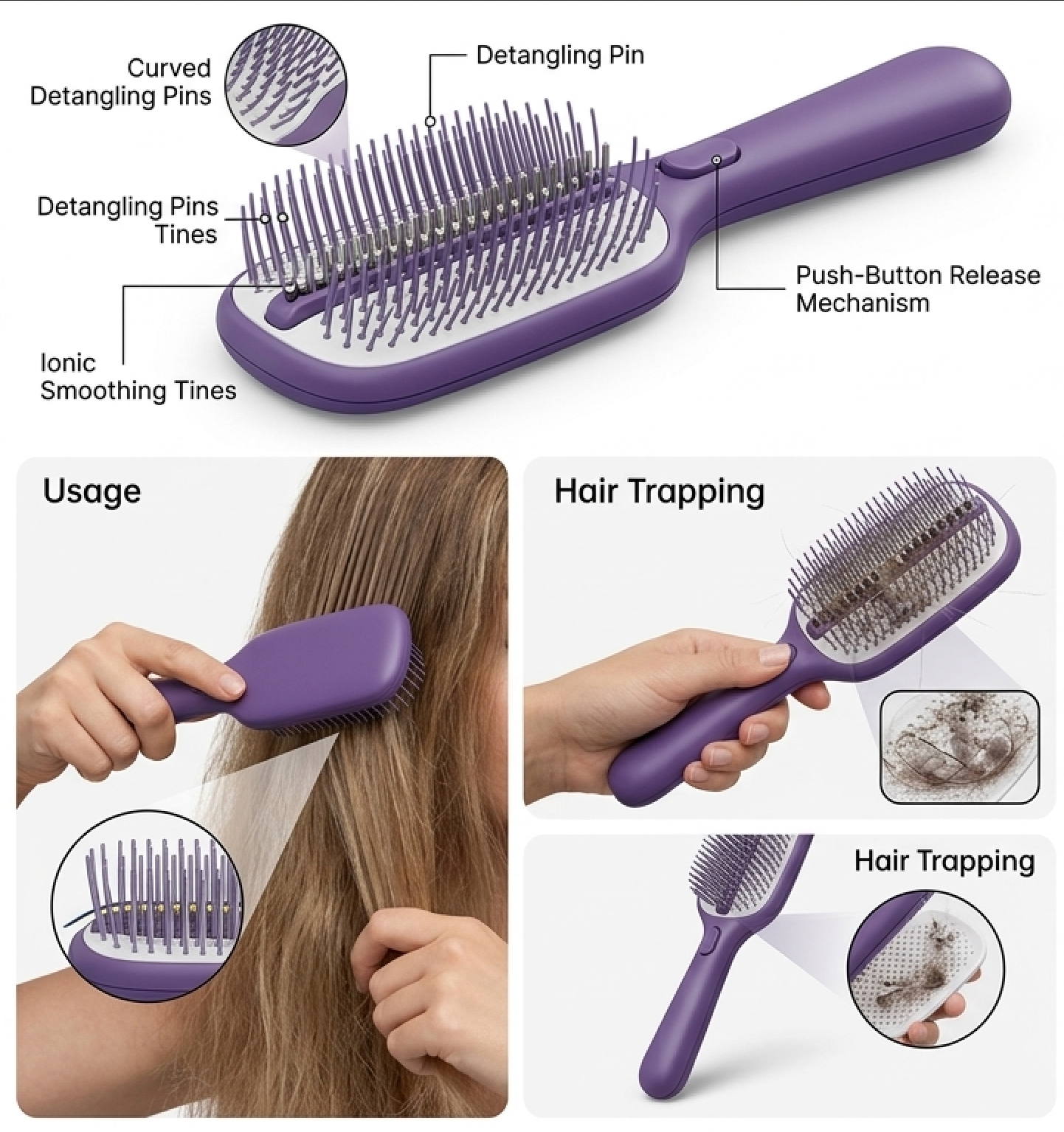 Self Cleaning Hair Comb